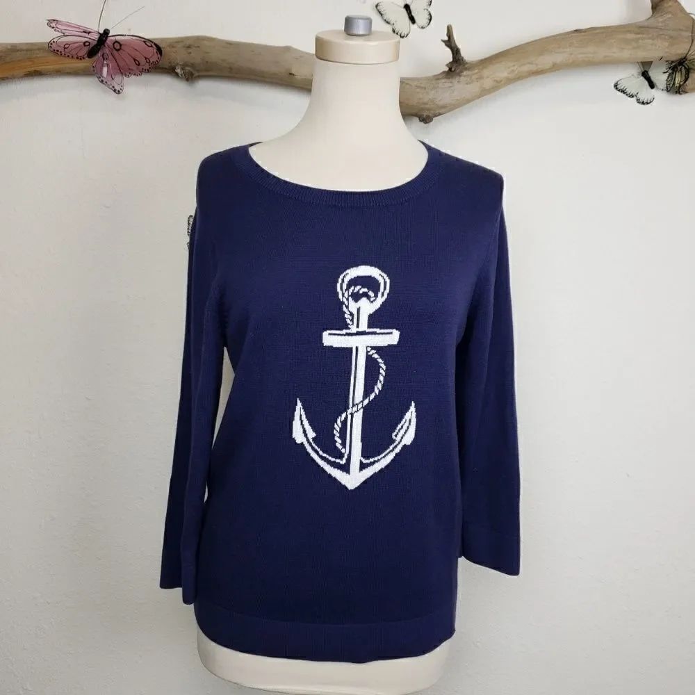 Banana republic tight knit nautical anchor sweater